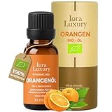 Bio Orangenöl 30ml – 100% Reines Ätherisches Öl | Lebensmittelecht | Citrus Sinensis für Aromatherapie, Küche & Natürliche Pflege