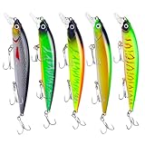 5 Stück Hecht Köder, 14cm/18.3g Wobbler Hecht, Groß Kunstköder Zander ür Süß und Salzwasser, barsch köder, Zander köder, Raubfisch, Angeln Hechtköder Wobbler
