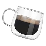 Kalttoy Elegante Transparenz, hoher Borosilikatglas-Trinkbecher mit Griff, isolierter Kaffeebecher für Zuhause und Büro