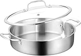 DELARLOCHEF Bratpfanne 30 cm Hoher Rand: Dreilagige Edelstahl Schmorpfanne,Schmortopf mit Deckel,Tiefe Pfanne,Tri-ply Stainless Steel Saute Pan,Double Ear,Deep and Large Frying Pan