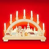 SIKORA LB11 liebevoll colorierter Schwibbogen WINTERDORF mit elektrischer Beleuchtung B:45cm