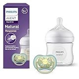 Philips AVENT Natural Response Geschenkset für Babys, Natural Response Babyfläschchen 125ml mit Saugergröße 2 (ab Geburt), ultra air Schnuller, Modell SCD837/10