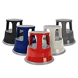 Floordirekt Rollhocker, Tritthocker, Elefantenfuß - Hocker aus Stahl bis 150kg Tragkraft für Büro oder Gewerbe (Blau, Metall)