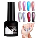 Krmoau Magnetischer Gel Nagellack,7ml Topcoat Versiegelung | Glitzer Langhaftender Überlack 2 in 1 Für Maniküre Pediküre Farbauftrag Alltagstauglich