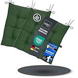 LILENO HOME 2er Set Stuhlkissen 25 Dunkelgrün (40x40x6 cm) - Sitzkissen für Garten, Küche oder Esszimmer - UV-beständige Indoor u. Outdoor Stuhlauflage als Stuhl-Kissen (Linda FUM)