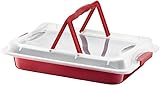 Wvu & Wvo Backblech mit Deckel 3 in 1 Kuchen Transportbox ideal zum Backen, Aufbewahren & Transportieren
