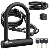 Sportneer Fahrradschloss 18mm Hochbelastbar Bügelschloss mit 180CM Hochsicherheits-Stahlkabel Stabile Halterung Schlüssel Anti-Diebstahl sichere Schlösser für Rennrad E-Bike, 20 x 16 cm