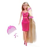 Simba Steffi Love Dream Hair – Ankleidepuppe mit extra Langen Haaren, inkl. Haarclips & Kamm, im pinken Glitzerkleid, 29 cm groß, Frisierpuppe für Kinder ab 3 Jahren