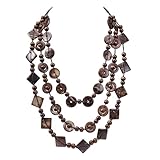 MILAKOO Holz Halskette für Frauen Chunky Beaded Layering Statement Halsketten Boho Western Handmade Brown Bib Halskette
