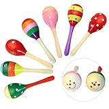 WSNDM 1 Paar Rasseln aus Holz, Rasseln Percussion Musical Zubehör, Maracas Eierschale Shaker Sand Hammer, Musik Instrument für Babys, für Kinder, Partys und Schulen (Zufällige Farbe)