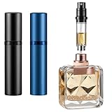 Vinuwu Nachfüllbarer Parfümzerstäuber, 5 ml, Mini-Reise-Aftershave-Spender, kleine Parfüm-Sprühflasche, Taschengröße, Bodenfüllung, Parfümspender für Damen und Herren (Schwarz + Blau, 2 Stück)
