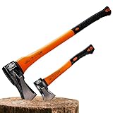 Gardebruk® Axt 3 kg Beil 1,5 kg Set ergonomischer Handgriff Gummischutz Universal Spaltaxt Spaltbeil Spalthammer Holzspalter