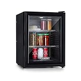 Klarstein Mini Kühlschrank mit Glastüre, Getränke, Snacks & Kosmetik, Klein & Leise, Verstellbare Ablagen, Skincare Kühlschrank 12-18°C, 42L