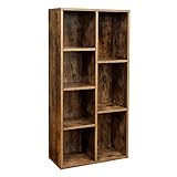 VASAGLE Bücherschrank, Bücherregal, mit 7 Fächern, Büroregal, Würfelregal, Standregal, für Wohnzimmer, Schlafzimmer, Büro, Kinderzimmer, vintagebraun LBC27BX