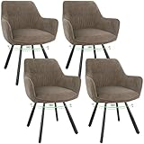 WAFTING Esszimmerstuhl 4er Set drehbar, Armlehnstuhl drehbar 180°,Moderner Polsterstuhl Stuhl Samt, Stühle für Esszimmer,Küchenstuhl für Wohnzimmer, Arbeitszimmer,Schlafzimmer,Braun