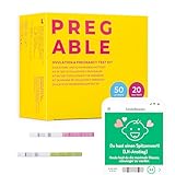 PREGABLE Pregable Combo Kit mit 50 Ovulationstests und 20 Schwangerschaftstests, kostenlose Tracker-App, App, OPKs, HPTs (50LH + 20HCG)