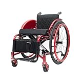 TRGCJGH Faltrollstuhl, Ultraleicht Rollstühle mit Selbstantrieb, Klappbare Fußstützen, Struktur mit doppeltem Kreuzung, Aluminium(34cm/13.3in Seat,Red)