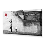 murando - Leinwand Bilder Banksy Girl with Balloon 150x50 cm Vlies Leinwandbild 1 tlg Kunstdruck modern Wandbilder Groß XXL Wohnzimmer Wanddekoration Wand Bild Panoramabild - There is Always Hope