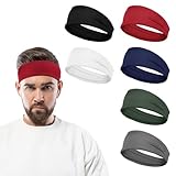 JIYIN 6 Stück Sport Stirnband für Herren, Stretchy Haarband Schweißband rutschfest Breit Stirnbänder Damen Herren für Yoga Laufen Radfahren Basketball