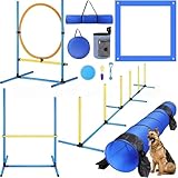 Agility-Parcours-Set for den Garten, Premium-Agility-Trainingsausrüstung for Hunde, Starter-Set for das Training von Haustier-Hindernisparcours, Reifensprung + Hürdensprung, Tunnel, Slalomstangen