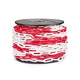 Marwotec 25 Meter Kunststoffkette rot weiß 6mm auf Rolle Absperrkette rot weiß aus Kunststoff ideale Kette zum Absperren von Flächen, gut sichtbar, stabil und handhabbar von Marwotec aus Deutschland