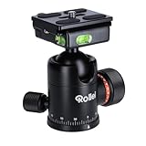 Rollei Stativ Kugelkopf für C5i Stativ, professioneller 360 Grad Stativkopf mit Friktion, 8 KG Tragkraft und 3 Wasserwaagen.Inkl. Acra Swiss Schnellwechselplatte