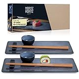 Moritz & Moritz VIDA 10-tlg. Sushi Geschirr Set für 2 Personen - Sushi Servierset mit 2x Sushi-Teller, Dip-Schälchen und Stäbchen