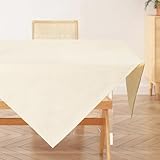AooHome Tischdecke Abwaschbar, Beige Mitteldecke 80x80cm Leinen-Optik Tischtuch aus Polyester Wasserabweisend mit Lotuseffekt, Dauerhaft Kratzfest für Wohnzimmer, Esszimmer, Balkon, Garten