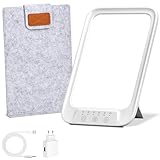 NIKYJM Tageslichtlampe 20000 Lux, Lichttherapielampe mit 3 Farbtemperaturen, 10 Helligkeitsstufen und 6 Timer, UV-freie LED Lichttherapielampe Tageslicht, Weiß