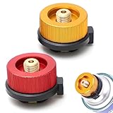 UIEXAY 2 Stück Gaskartuschen Adapter, Gasflaschenadapter, Gas Ventilkartuschen Düse Adapter, Gas Adapter Kartusche Gaskartuschen Adapter, Campingkocher Anschluss Camp Gasflaschenadapter(Rot, Gelb)