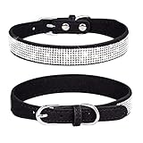 3 verstellbare Größen, personalisierte Farbe, Strass, Haustiere, Halsbänder mit Krawatte, Mädchen, Katzenhalsband mit Metallschnalle, verstellbare Welpenhalsbänder, Bling, Selbstgemachte (Black-2, M)