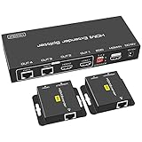VEDINDUST HDMI Splitter Extender 1 in 2 Out 50m 165ft über Cat5e / 6/7 Ethernet HDMI Sender Empfänger unterstützt EDID Voreinstellungen 1080p POC (benötigt nur TX Strom für die Arbeit)