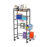 Koioplie Küchenwagen, Servierwagen Mit Viel Stauraum, Rollwagen Trolley Für Küche Bar, Gemüsewagen Mehrzweckwagen Küchentrolley, Schwarz