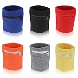 Abeillo Handgelenktasche 6 Stück, Tasche Armband Brieftaschen, Handgelenkstasche Sport Handgelenktasche mit Reißverschluss, für Outdoor Laufen Radfahren und Andere Sportarten