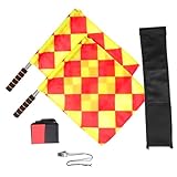 ibasenice Schiedsrichter Set mit Roten und Gelben Fußballkarten Leichte Signalflaggen mit Schaumstoffgriff Langlebiger Metallpfeife mit Lanyard für Fußballspiele und Sportwettbewerbe