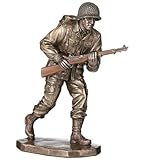 Veroese Design US-Soldatengewehr, Infanterist, Kaltgussharz, Bronze-Finish, Skulptur, Militär, Geschenk, Dekoration, Statue