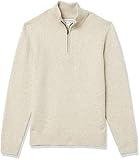Amazon Essentials Herren Soft-Touch-Pullover mit Viertelreißverschluss und Langen Ärmeln, Gebrochenes Weiß, L