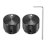 QUARKZMAN 2 Stück Aluminium Potentiometer Knöpfe, 6.4mm x 20mm x 15.5mm Universelle Lautstärke Tonregler Knöpfe mit Schraubenschlüssel für Gitarre, Bass, Schwarz