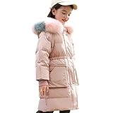 Alivisa Mädchen Mantel Winter Daunenjacke Warm Hoodie Parka Kunstfell Kapuze Verdicken Kinder Outwear Gr. 13-14 Jahre, rose