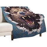 ECWECC Decken Mit Bär Druck Bedruckte Kuscheldecke Niedlich 3D Tiermotiv Decke Flauschig Weich Fleecedecke Sofa Decken 100x150cm Blanket Für Kinder Erwachsene