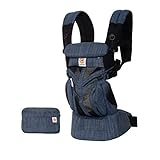 Ergobaby Babytrage für Neugeborene ab Geburt bis 20kg, 4in1 Omni 360 Cool Air Mesh Blue Indigo Weave, Kindertrage Tragesystem