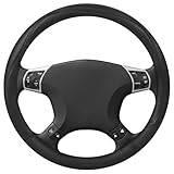 GLOSKIN Lenkradbezug Leder, Auto Lenkradbezug, 37-38 cm Steering Wheel Cover, Rutschschutz, Allgemein, Schwarz