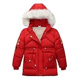 Snowboards Mädchen Warm Kinder Winter Outwear Reißverschluss Jacke Dicker Hoodie Jungen Mäntel Schnee Mädchen Mantel & Jacke Kinder Schnee Bins, rot, 2-3 Years