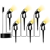 Yuusei Gartenbeleuchtung 6er Set/20M, Warmweiß 3000K Led Strahler Außen, IP65 Wasserdicht Gartenlampe für Außen Garten Terrasse Bäume Rasen