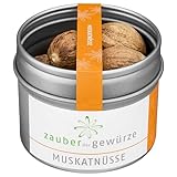 Zauber der Gewürze Muskatnüsse - ganze Muskatnuss für Käsegerichte, Gebäck, Punsch, Premium-Qualität in wiederverschließbarer Aroma-Dose, 10 Stück