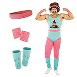 Fun Shack Aerobic Kostüm Herren, 80er Sport Outfit Herren, 80er Jahre Kostüm, Aerobic Anzug - L
