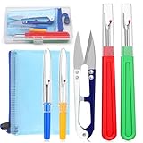 7 Stück Nahttrenner Set, 2 Große Nahttrenner und 2 Kleine Nahttrenner mit Schutzkappe zum Entfernen von Stichen, Nahtauftrenner mit Schere, Aufbewahrungstasche, Aufbewahrungsbox für DIY Näharbeiten