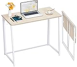 WOHOMO Klapptisch, kleiner faltbarer Schreibtisch für kleine Räume, platzsparender Computertisch, Schreibarbeitsplatz für Home Office, einfache Montage, Eiche