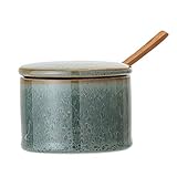 Bloomingville Gefäß mit Deckel und Löffel Pixie, Farbe Grün/Braun, Akazienlöffel, Kapazität 200 ml, Spülmaschinengeeignet, Aufbewahrung, 22063928