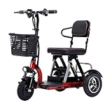 DGHKB Rollatoren Für Senioren,Scooter Elektrisch,3-Rad-Mobilitätsroller,Rollstuhl Elektrisch Faltbar,48V20ah,Elektro Dreirad,Für Ältere Menschen Und Behinderte red